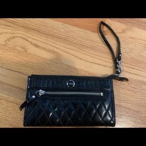 Coach patent leather black wristlet wallet